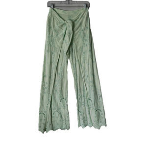 Young Fabulous Broke Pants SZ XS Geneva Eyelet Mint Green Slit Tie Harem Beachy